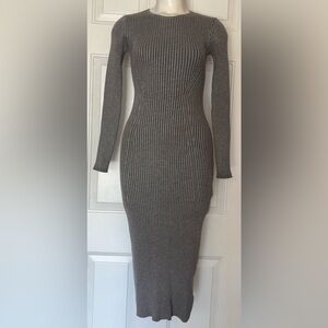 House of Harlow 1960 Gray Ribbed Knit Maxi Dress size XS